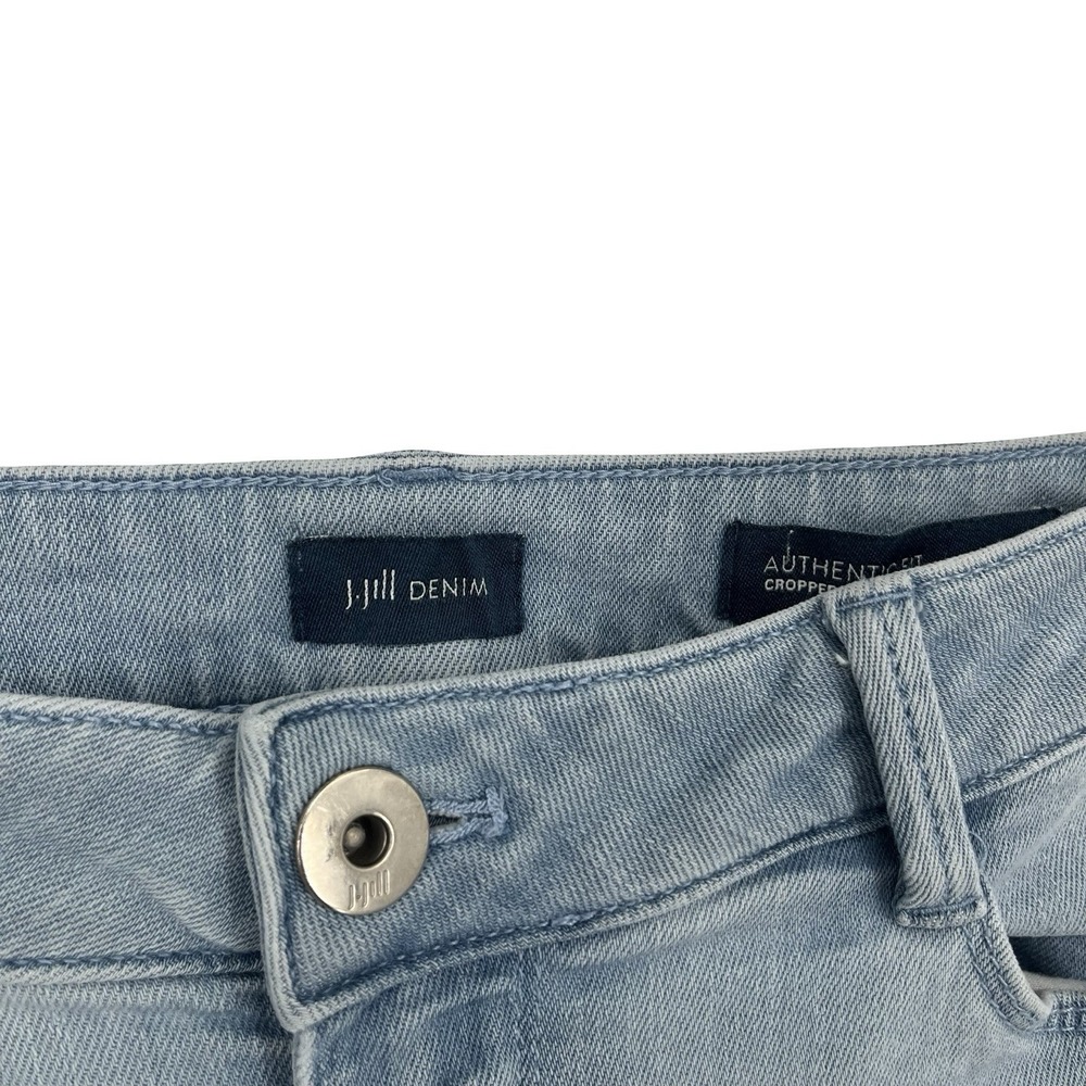 J Jill Authentic Fit Cropped Jeans Women 6 Light Wash Raw Hem Straight Capri - Picture 3 of 7